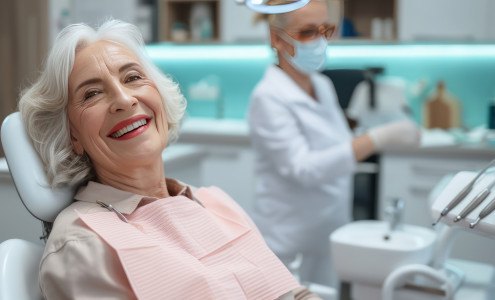 Woman smiling in dental chair