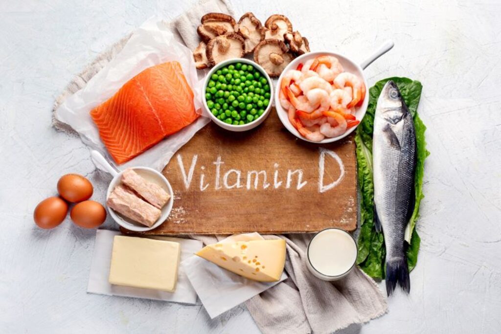 variety of nutrient-rich foods that contain vitamin D